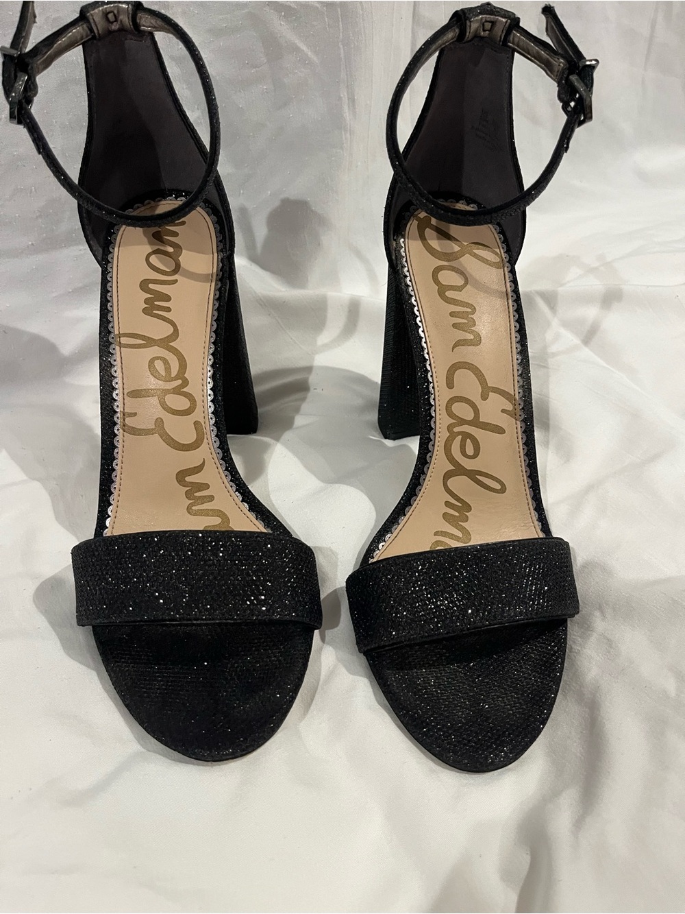 Sam Edelman Black Ankle-Strap Block Heel Sandals